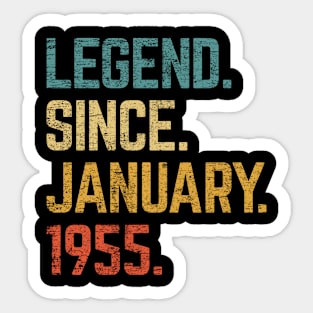 68th Birthday Gift 68 Year Old Legend Since January 1955 Sticker